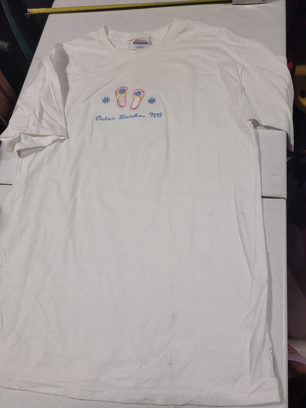 Hanes White Women's Short-Sleeve Flip-Flop Graphic Tee